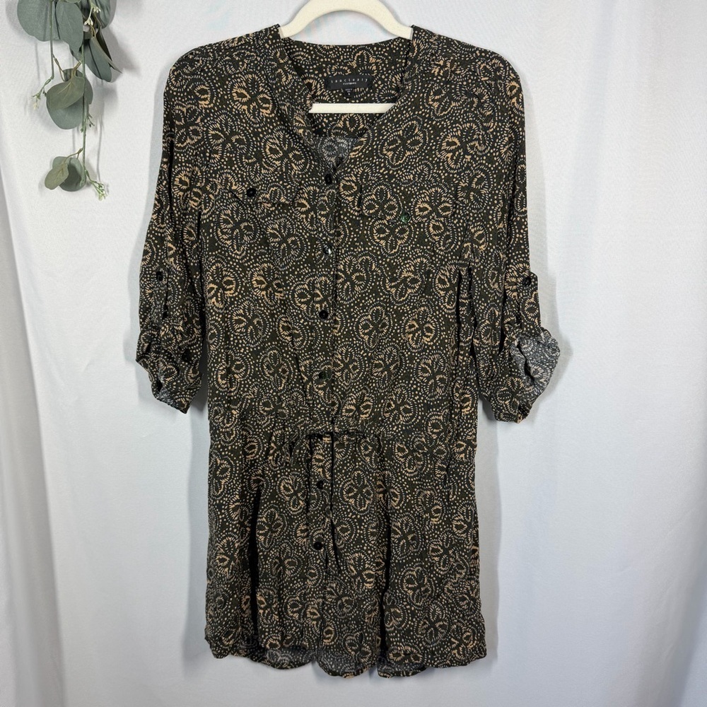 Sanctuary | Tunic Top Cinched Waist Belt Printed Button Down Women's Size Small